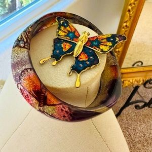 Vintage Butterfly Brooch & Bangle Bracelet